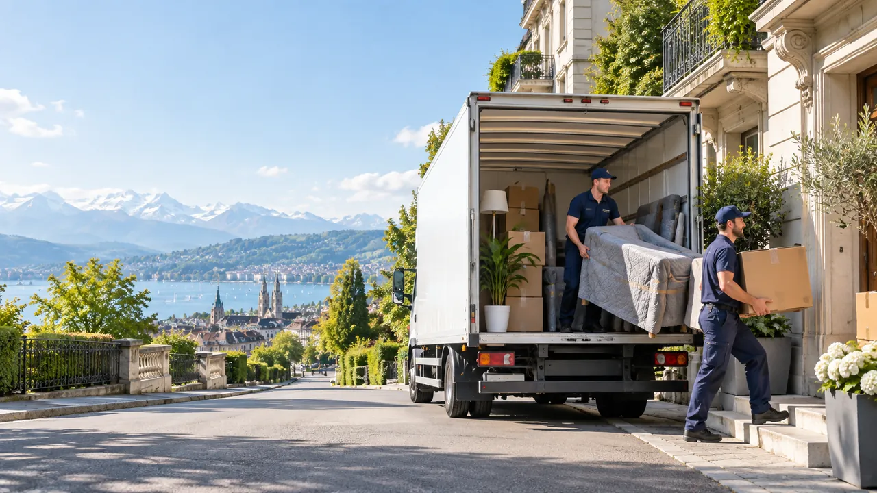 Professionelles Umzugsteam mit Umzugsfahrzeug